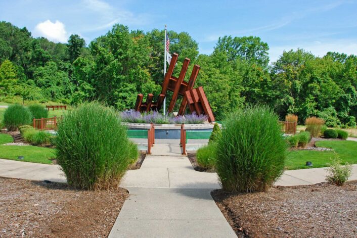 September 11th Memorial in Morris County NJ made with salvaged parts of the twin towers.