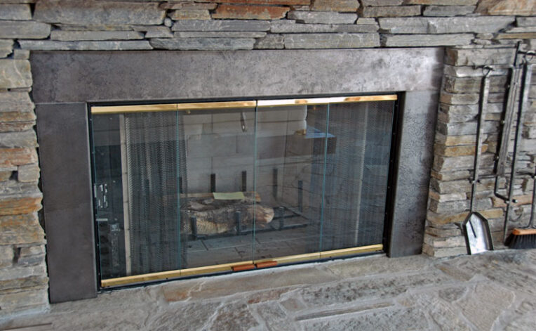 Etched Steel Fireplace Surround