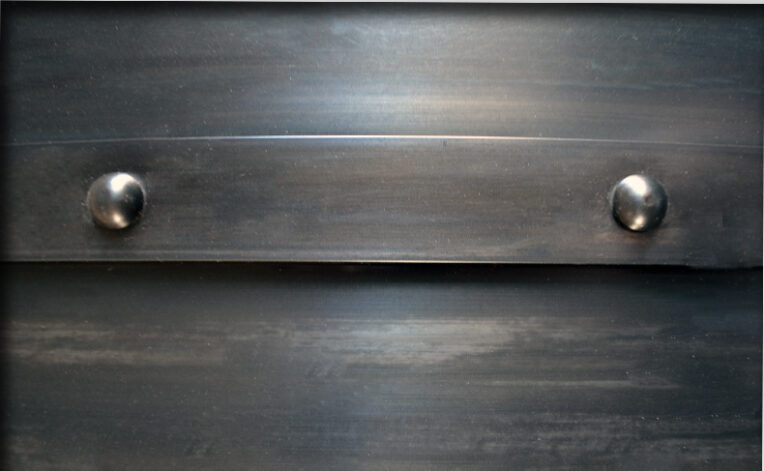 The Lanesford Oven Hood on black patina'd steel.
