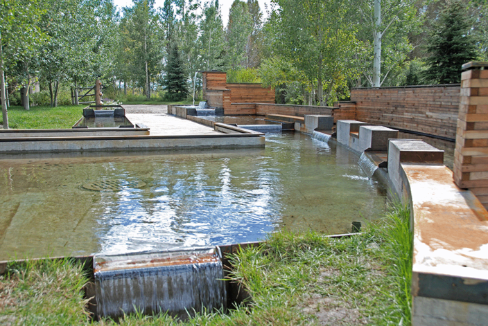 Lake Creek Water Garden built in Steel, Wood and Concrete.