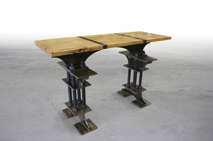 "Tap Boca" Console with I-Beam base and Hickory Top.
