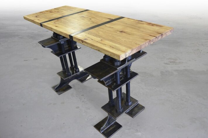 "Tap Boca" Console with I-Beam base and Hickory Top.