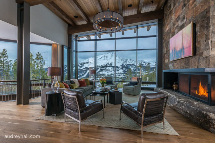 Lone Peak View Residence with Blackened Steel Fireplace