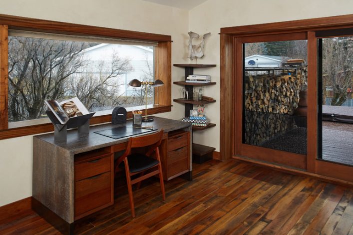 Brandner Design Mid-Century Modern Desk made with Mahogany and Ceruse White Oak.