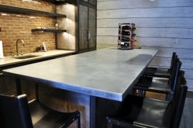 Obsidian Bar Top made from zinc with a slight charcoal patina.