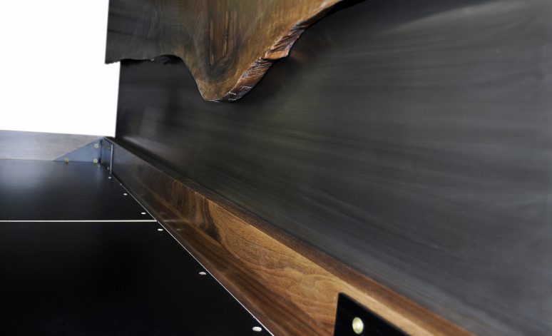 Brandner Design Trail Creek Bed on Black Walnut and Stainless Steel.