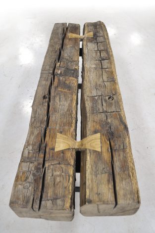 Brandner Design Short I-Beam Bench made of 17th century beams.