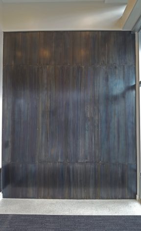 Brandner Design Blue Heat Countersunk and Floating teel Wall Panels