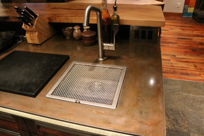 Brandner Design Plated Steel Countertop Story Mill Remodel with Contemporary Industrial Design