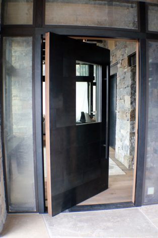 Lone Peak blackened steel mondrian modern entry door