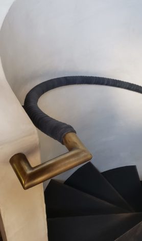 black leather wrapped railing