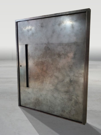 Modern Pivot Door - weathered black stainless steel pivot door
