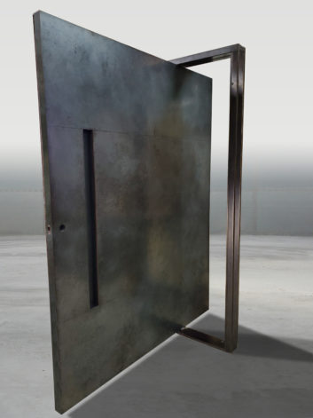Modern Pivot Door - weathered black stainless steel pivot door
