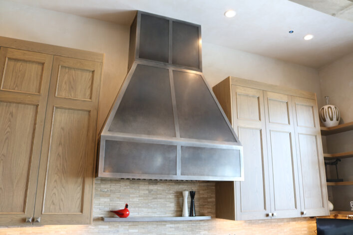 Eagle View Range Hood with Speckled Stainless patina.