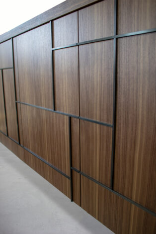 Mondrian Sideboard Cabinet in walnut and blackened steel