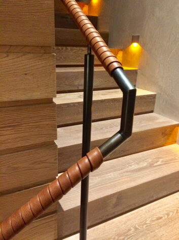 Overlapped Brown Leather handrail