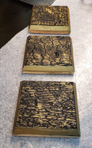 brass shou sugi ban wooden tiles handmade by Brandner Design