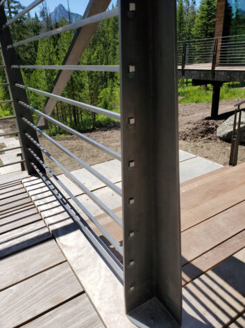 modern blackened stainless steel railing