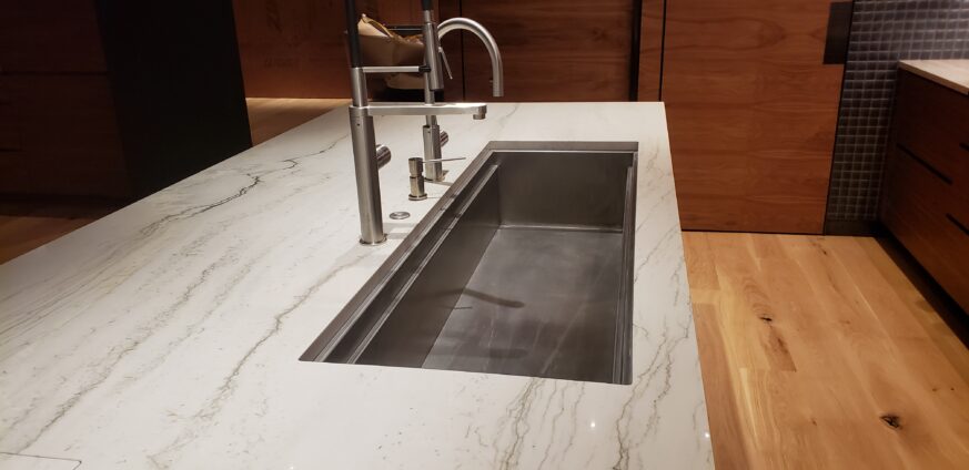Stainless Steel Galley Kitchen Sink, designed for efficiency. Located in the Ross Peak Residency.