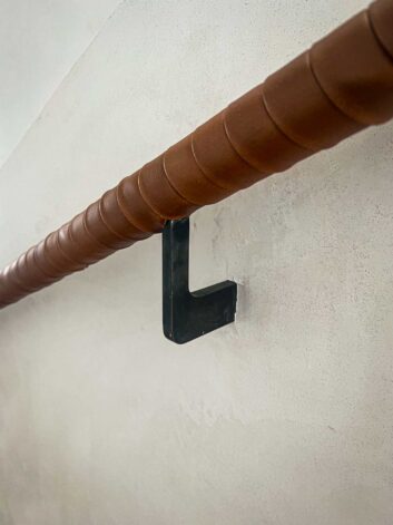 Brown leather Wrap Railing White Plaster