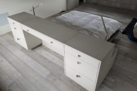 White Leather Desk Bed